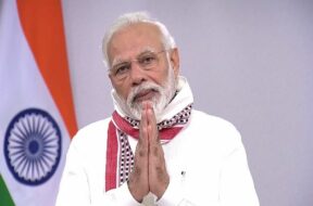 New Delhi: Prime Minister Narendra Modi addresses the nation on the issues related to COVID-19 and existing lockdown, in New Delhi on Apr 14, 2020. The PM on Tuesday commended people of the nation for celebrating festivals by staying at home during the lockdown period. In his address to the nation, Modi announced that based on the suggestions of the state governments and experts, the nationwide lockdown has been extended till May 3. Earlier, a 21-day lockdown was imposed in the country which was in effect till today. (Photo: IANS)