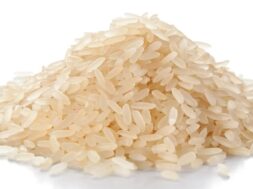 Pile-uncooked-rice-grains-Oryza-sativa