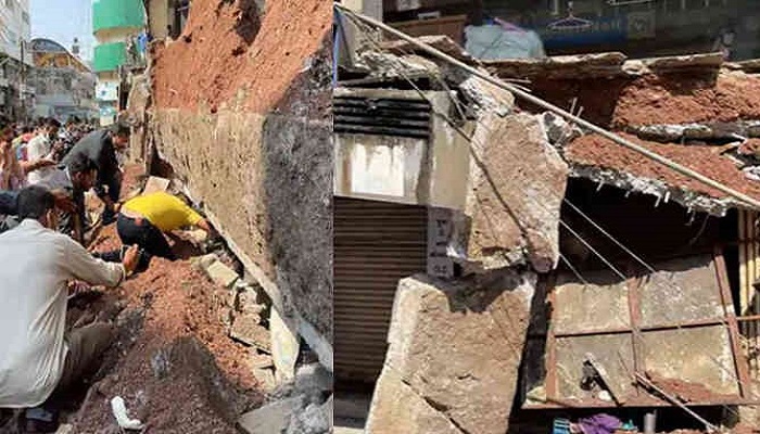 રાજકોટના યાજ્ઞિક રોડ પર મકાનનો સ્લેબ તૂટયો, કોઇ જાનહાની નહિ, સાત વાહનોને નુકશાન
