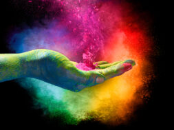 Holi,Festival,Concept.,Magical,Rainbow,Colored,Powder,Exploding,From,The