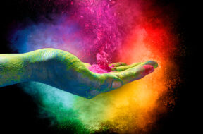 Holi,Festival,Concept.,Magical,Rainbow,Colored,Powder,Exploding,From,The