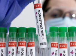 FILE PHOTO: Illustration shows test tubes labelled “Monkeypox virus positive