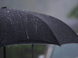 Slow Motion of Rain and umbrella