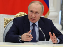 Russian President Vladimir Putin chairs a meeting in Moscow