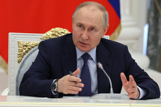 Russian President Vladimir Putin chairs a meeting in Moscow