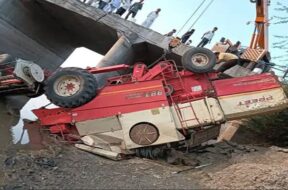 Thresher fell off the bridge