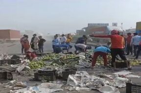 Truck overturned