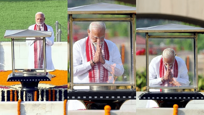 શપથ લેતા પહેલા PM મોદીએ રાજઘાટ પર બાપુને પ્રણામ કર્યા