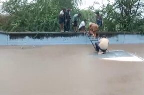 Himatnagar, bus submerged in water