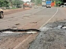 potholes on the road