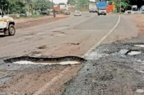 potholes on the road