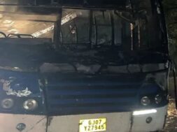 Volvo bus, fire