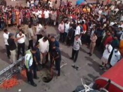 Surat, a two year old child fell in to an open drain