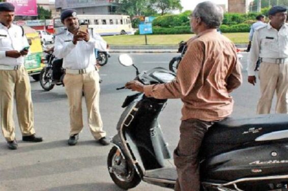 Traffice police drive