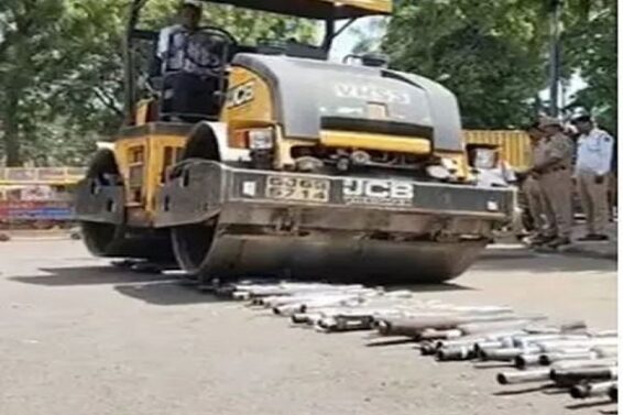 Bulldozer on bike silencer