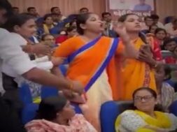 Baroda, two women , presentation to cm