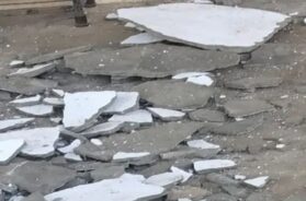 Crusts fell in the school classroom