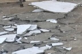 Crusts fell in the school classroom
