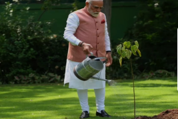 વિશ્વ પર્યાવરણ દિવસ : PM મોદીએ કચ્છની મહિલાઓએ આપેલો સિંદૂરનો છોડ રોપ્યો