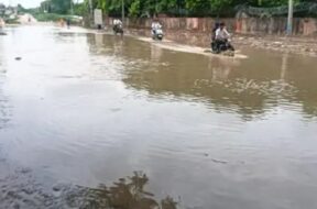 Tharad, water on road