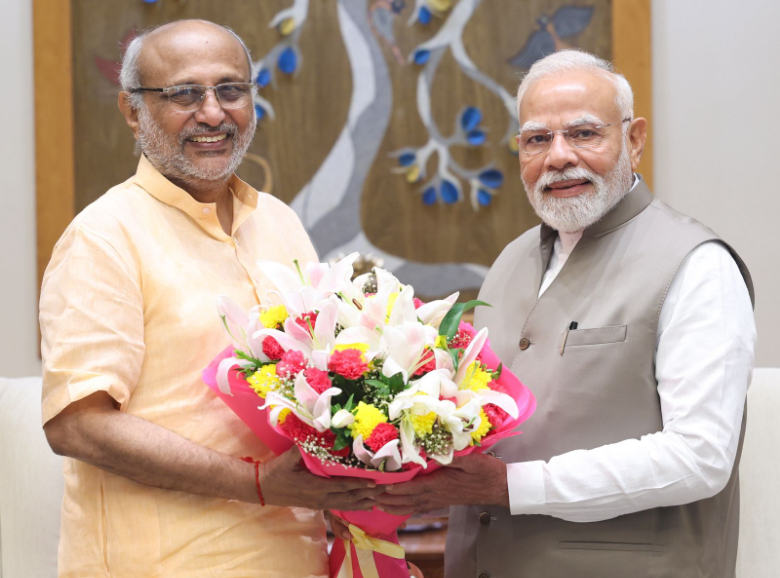 NDAના ઉપરાષ્ટ્રપતિ પદના ઉમેદવાર થિરુ સીપી રાધાકૃષ્ણનજી પ્રધાનમંત્રીને મળ્યા