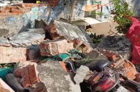 AMTS bus Stand wall collapsed