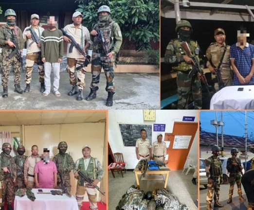 મણિપુરમાં સુરક્ષાદળોએ ત્રણ ઉગ્રવાદીઓને ઝડપી લઈને જંગી માત્રામાં હથિયારો જપ્ત કર્યાં