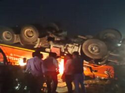 the trailer overturned
