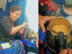 ચાલુ ટ્રેનમાં મેગી બનાવી