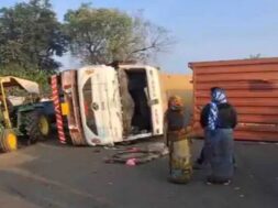 container overturned