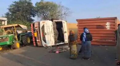 container overturned