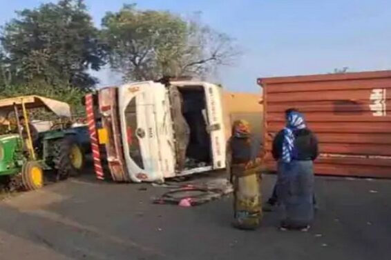 container overturned