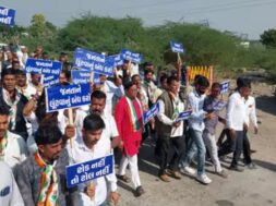 Tharad, protest on bad highway