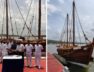 The Indian Navy’s indigenously built traditional stitched sailing vessel INSV Kaundinya sailed on her maiden overseas voyage from Porbandar, Gujarat to Muscat