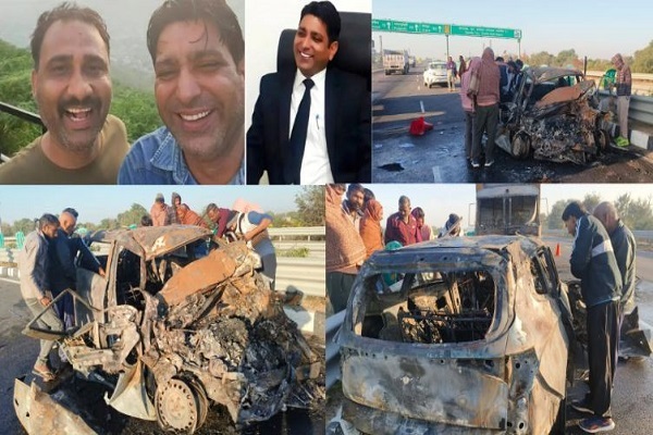 નારનૌલમાં માર્ગ અકસ્માત બાદ વાહનમાં આગ લાગતા 3 જીવતા ભૂંજાયા