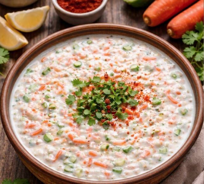 જમણવારમાં ચાર ચાંદ લગાવી દેશે ટેસ્ટી ગાજર-કાકડીનું રાયતું, જાણો રેસીપી