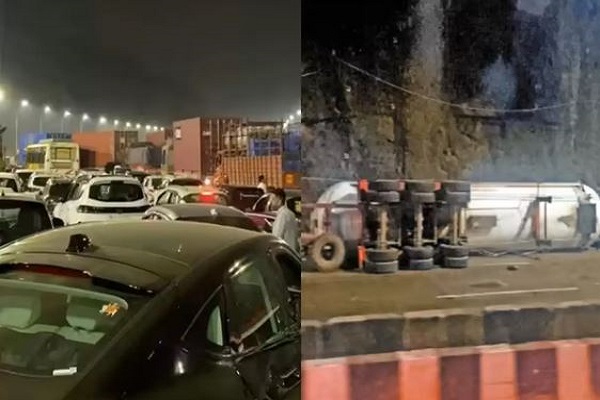 મુંબઈ-પુણે એક્સપ્રેસ વે પર ગેસ ટેન્કર પલટી ગયું, હજારો વાહનો 18 કલાક સુધી અટવાયા