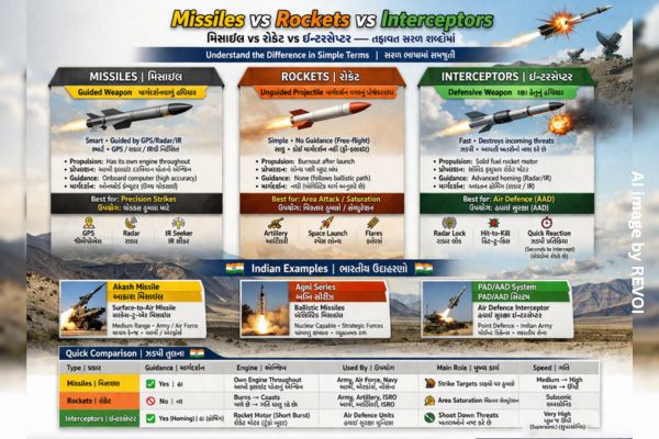 યુદ્ધના સુપરસ્ટારો મિસાઈલ, રોકેટ અને ઈન્ટરસેપ્ટર વચ્ચે શું તફાવત છે, જાણો છો?