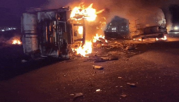 સાણંદના વિરોચનગર નજીક હાઈવે પર ટ્રિપલ અકસ્માત બાદ આગ લાગતા બેના મોત