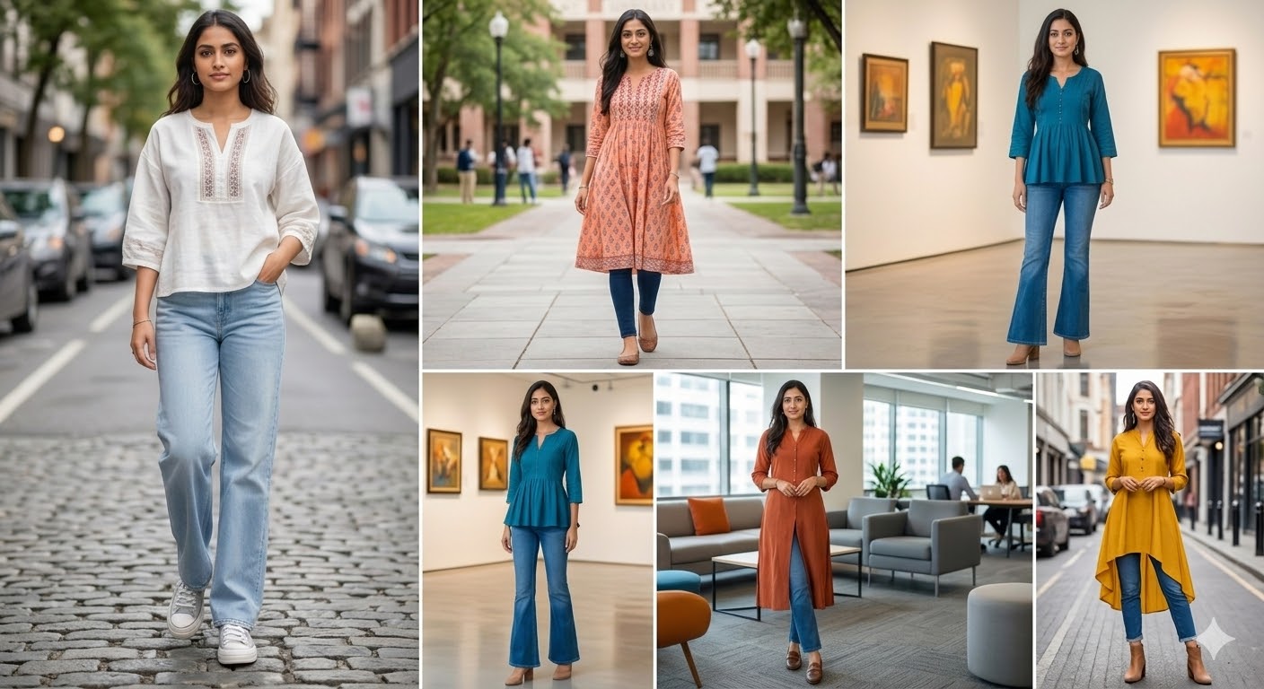 કુર્તી અને જીન્સનું પરફેક્ટ મેચિંગ: સ્ટાઇલિશ લુક માટે ટ્રાય કરો આ 6 શાનદાર કોમ્બિનેશન