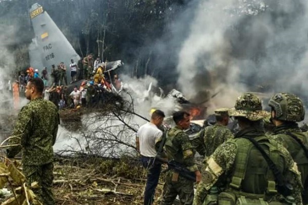 કોલંબિયામાં સૈન્ય વિમાન તૂટી પડતા 66 લોકોના મોત