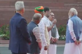 What did PM Modi and Rahul Gandhi talk about outside Parliament