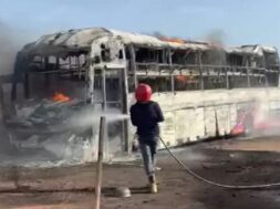 Bus fire, Rajkot highway