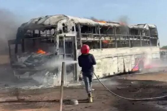 Bus fire, Rajkot highway