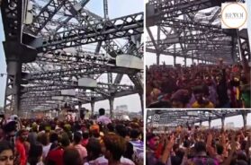 Thousands of people gathered on Howrah Bridge chanting Jai Jai Shri Ram