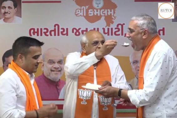 Top Gujarat BJP leaders celebrate Bengal victory with rasgulla