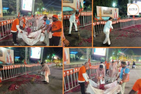 What did BJP workers do after PM Modi’s Vadodara roadshow that is being discussed?