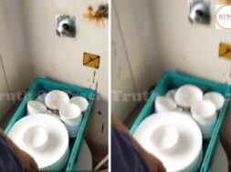 Are food utensils washed in toilets in Indian trains?