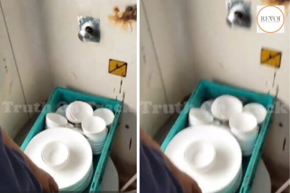 Are food utensils washed in toilets in Indian trains?