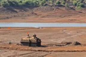 As water in the dam decreased, the ancient temple of the Pandava period was seen